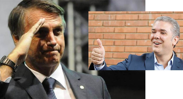 Bolsonaro cumprimenta IvÃ¡n Duque pela vitÃ³ria da direita na ColÃ´mbia