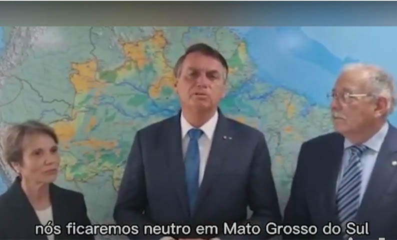 Apoiado por Riedel e Contar, Bolsonaro diz em vÃ­deo que fica 'neutro' em Mato Grosso do Sul