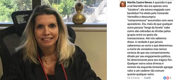 Desembargadora do Rio diz que vereadora Marielle 'estava engajada com bandidos'
