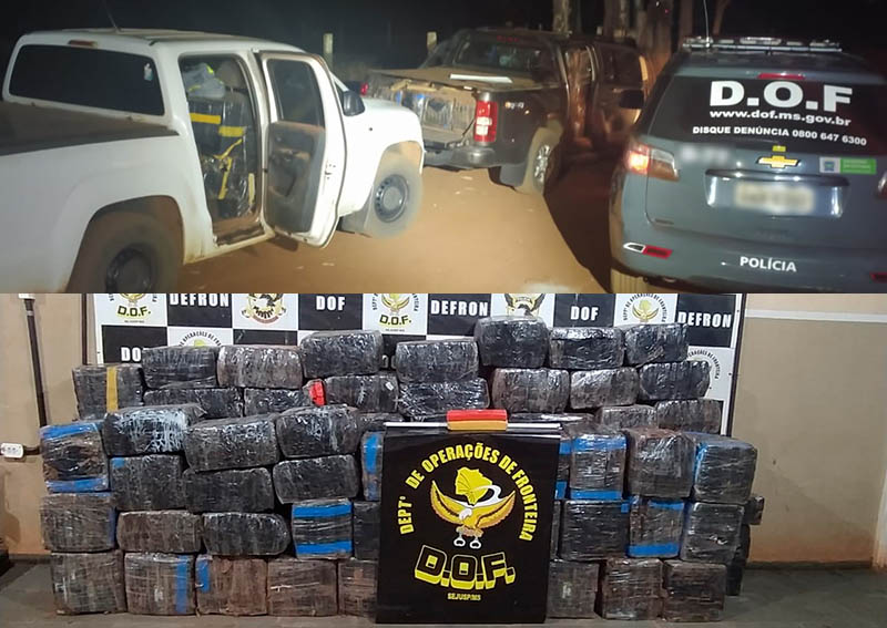 DOF recupera caminhonetes roubadas no PR e MG levando 2,1 mil kg de maconha em MS