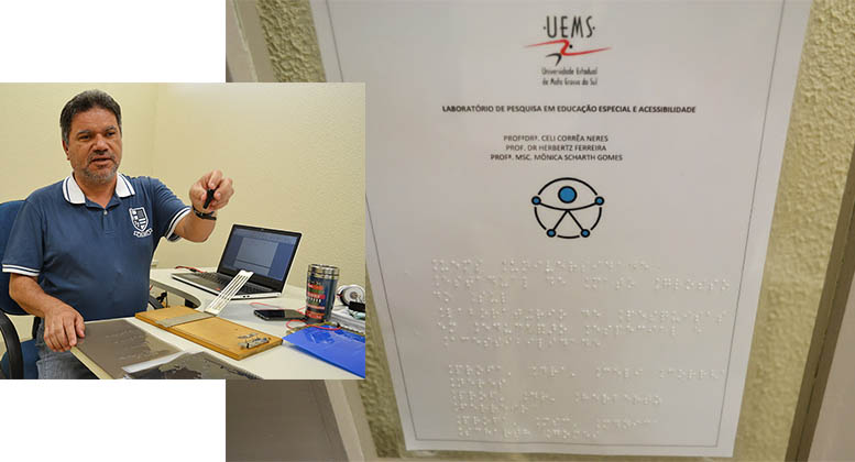 Placas em Braille em todas as portas facilitam acesso de cegos na UEMS