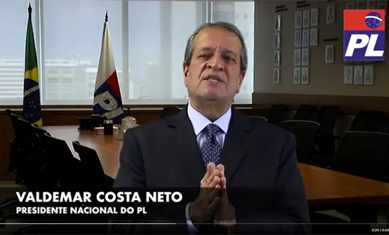 Em vÃ­deo, Valdemar Costa Neto confirma ato do PL no dia 22 para filiaÃ§Ã£o de Bolsonaro