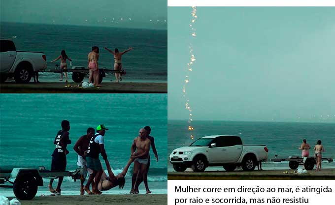 FotÃ³grafo flagra mulher ser atingida por raio em praia do GuarujÃ¡ e depois morrer