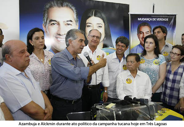 Em TrÃªs Lagoas, Alckmin e Azambuja atribuem guerra fiscal Ã  falta de aÃ§Ã£o do governo do PT