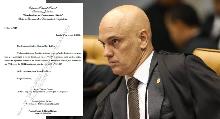 Secretaria pede a Toffoli que encaminhe HC de AndrÃ© para Alexandre de Moraes