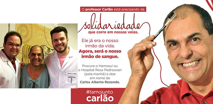 Amigos 'irmÃ£os de sangue' lanÃ§am a campanha '#TamojuntoCarlÃ£o'