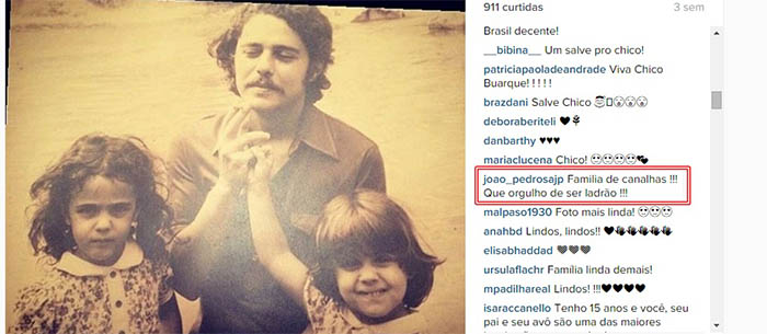 Jornalista Ã© condenado a indenizar famÃ­lia de Chico Buarque por ofensa no Instagram