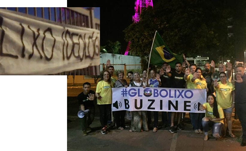 Contra programaÃ§Ã£o, grupo protesta em frente afiliada Globo em Campo Grande