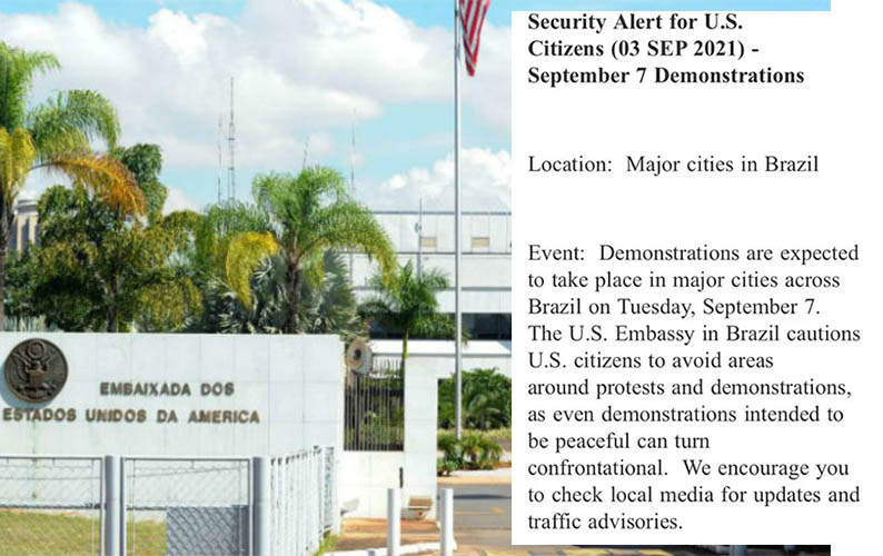 Embaixada pede aos cidadÃ£os dos EUA para ficarem longe de atos em favor de Bolsonaro