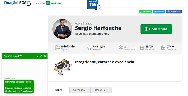 SÃ©rgio Harfouche lanÃ§a 'vaquinha online' para campanha ao Senado por MS