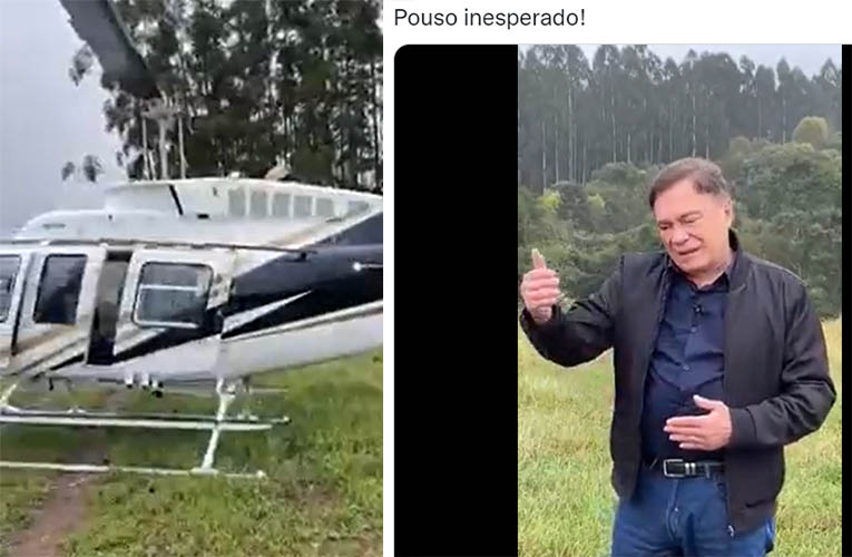 HelicÃ³ptero com senador Ãlvaro Dias faz pouso forÃ§ado em fazenda no ParanÃ¡: vÃ­deo