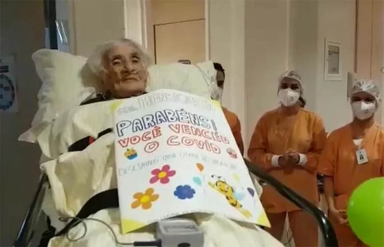 Idosa de 110 anos se recupera da covid e deixa hospital em SÃ£o Paulo