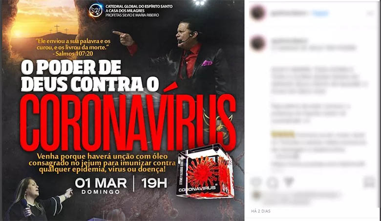 PolÃ­cia investiga igreja que prometeu 'imunizar' fieis contra o coronavÃ­rus