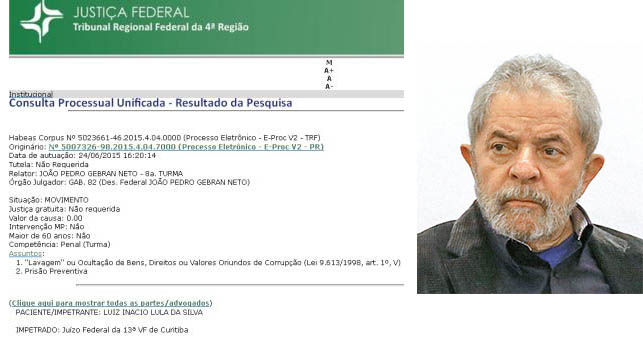 Para evitar prisÃ£o de Lula, habeas corpus preventivo Ã© solicitado Ã  JustiÃ§a Federal