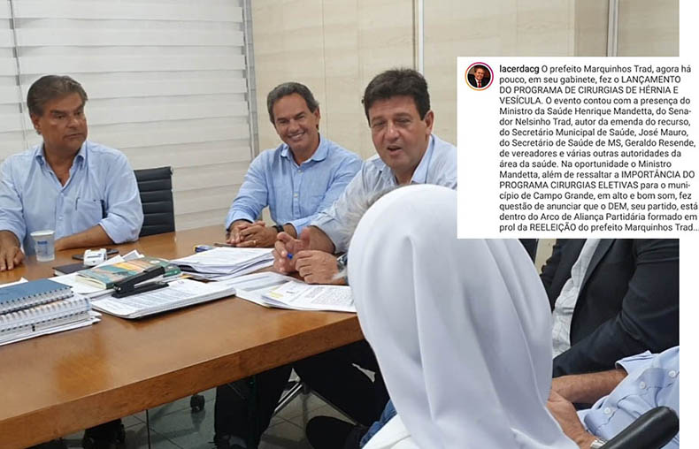 Em Campo Grande, Mandetta sinaliza apoio do DEM a Marquinhos em 2020