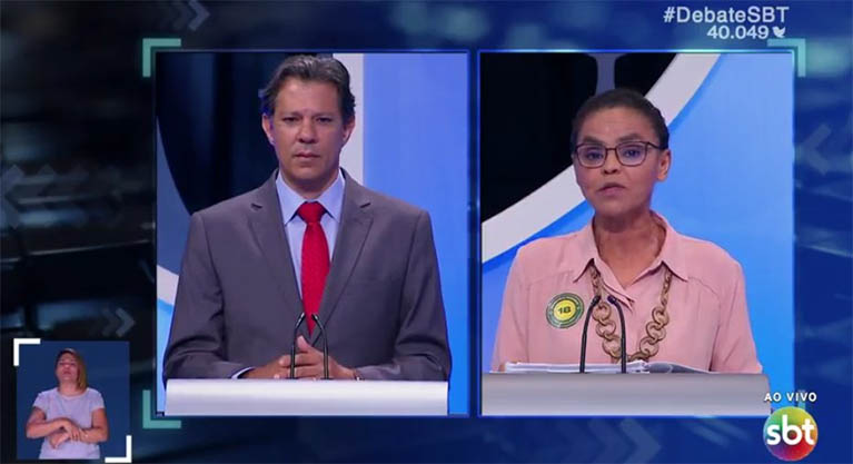 Marina versus Haddad no debate do SBT