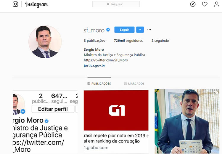 SÃ©rgio Moro faz sucesso no Instagram