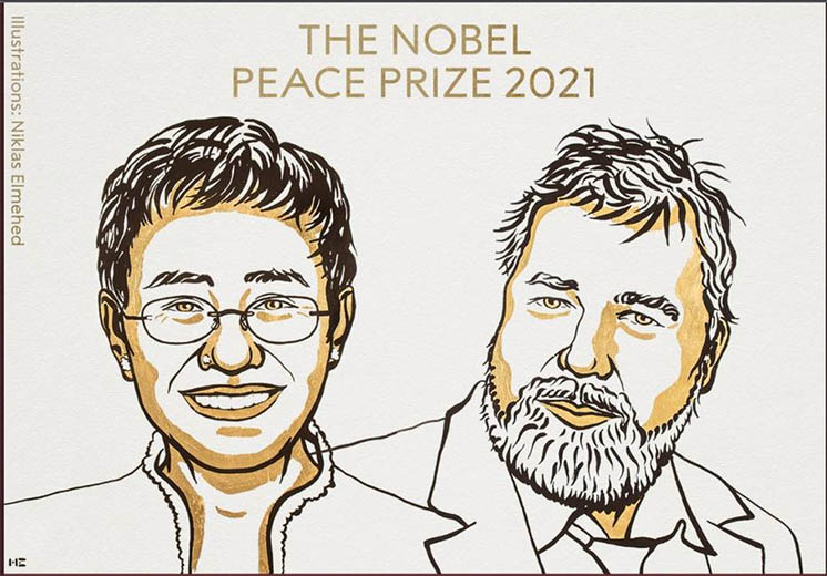 Jornalistas ganham prÃªmio Nobel da Paz