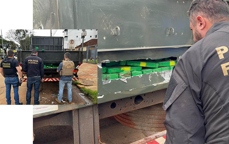 PF apreende 500 kg de maconha no fundo falso de caminhÃ£o, em Aral Moreira