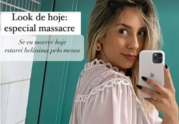 Professora da rede pÃºblica do DF posta 'look especial do massacre', e diz: 'Morrer belÃ­ssima'