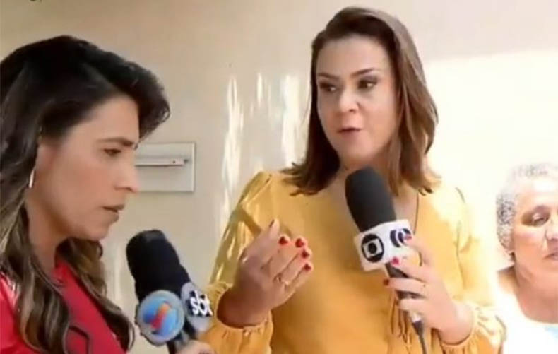 RepÃ³rter do SBT 'invade' entrevista ao vivo de colega da Globo em GoiÃ¡s: vÃ­deo